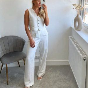 ZARA White Linen Pant Trousers $69.90